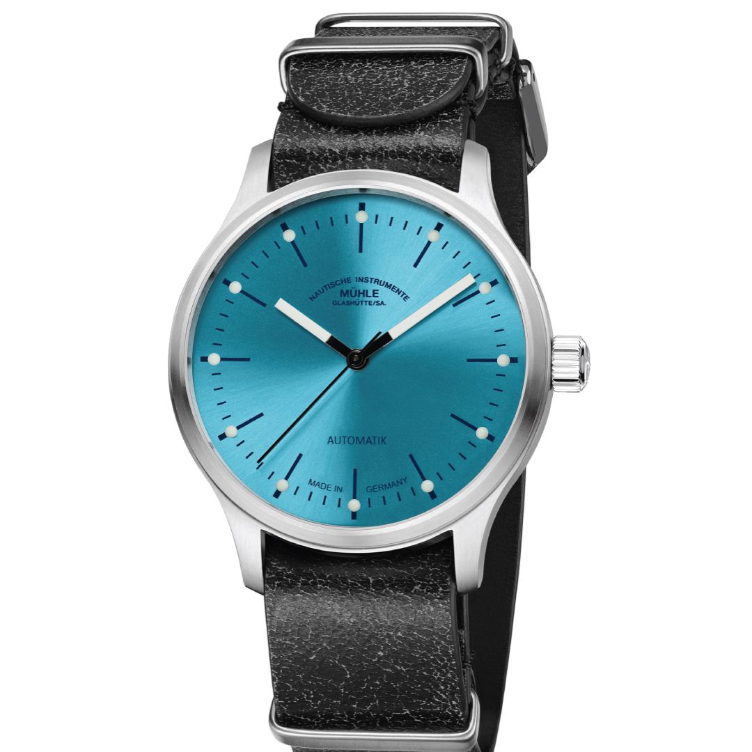 Mühle-Glashütte Panova Turquoise Blue premium German men's watch ...