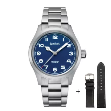 Hanhart Preventor HD12 Blue - Solid Bracelet plus Leather Band