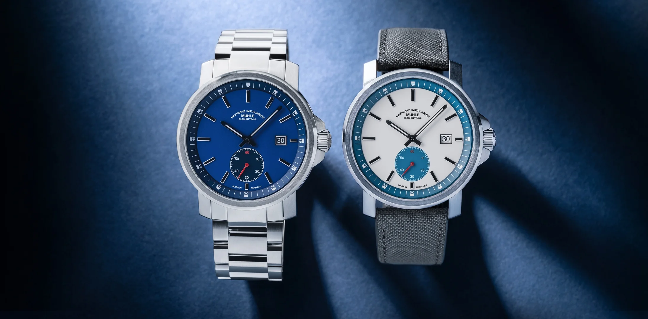 NEW: The blue variant of the new M&uuml;hle-Glash&uuml;tte 29er Big Small Second - Define Watches