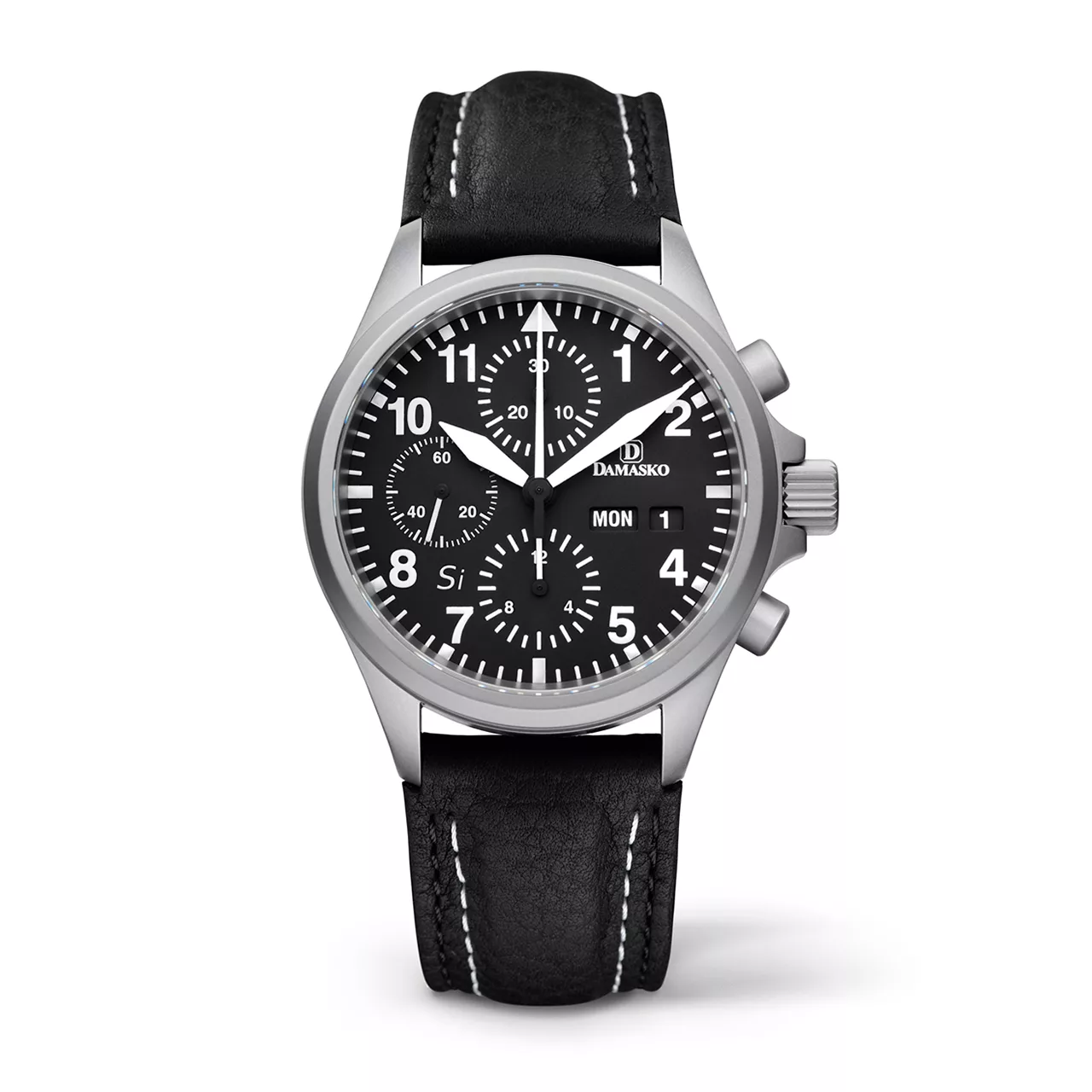 Leather (Black+White Double Stitching)