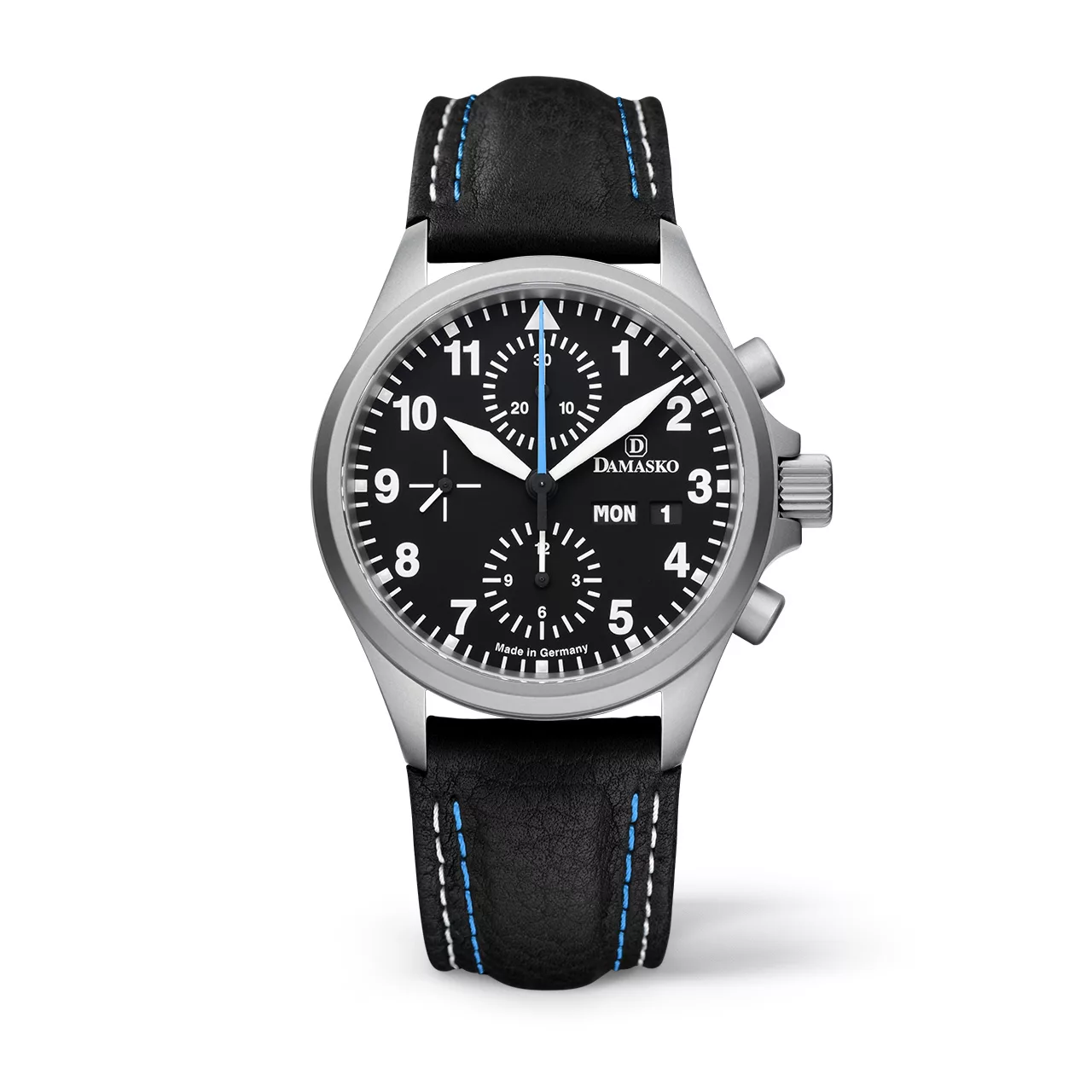 Leather (Blue+White Double Stitching)
