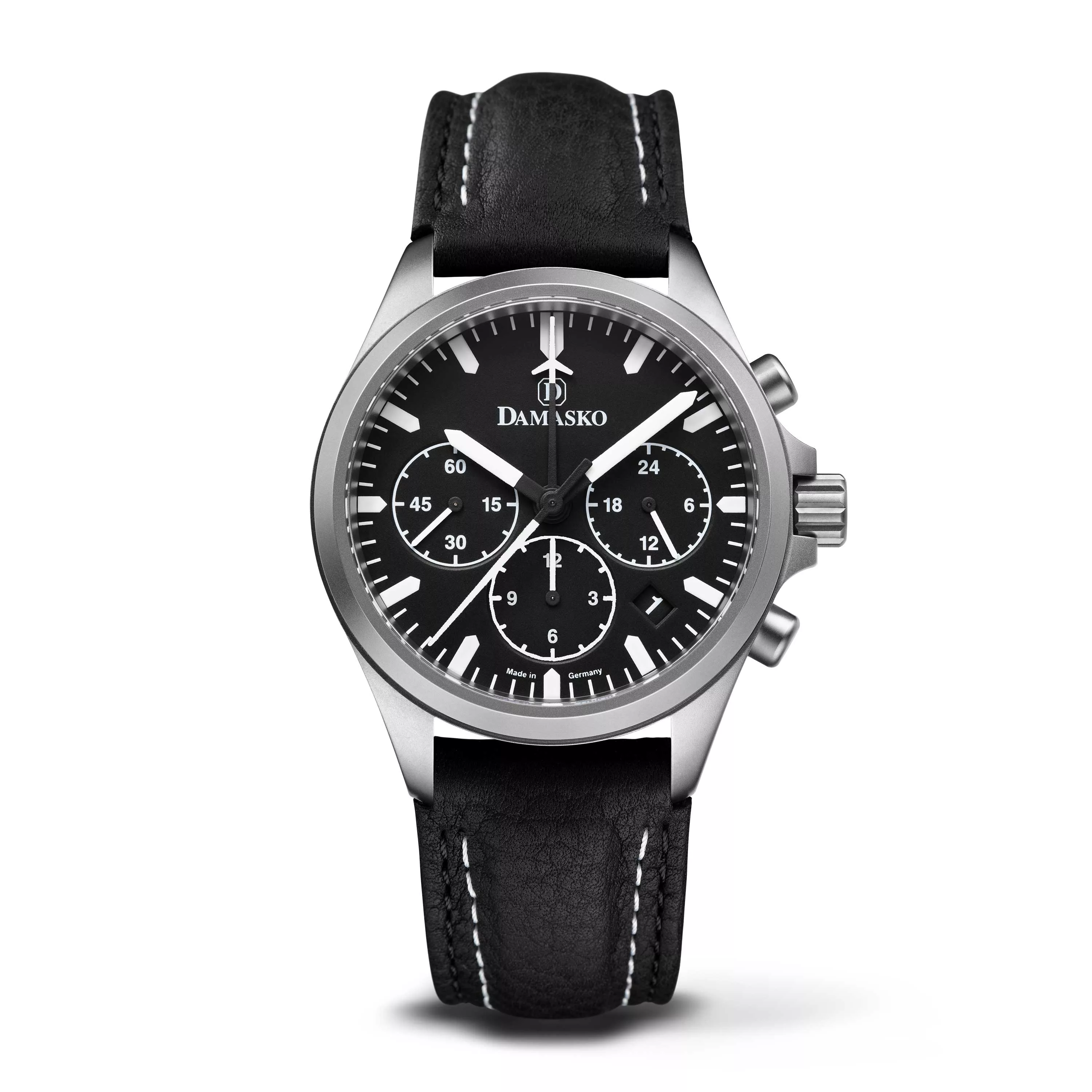 Leather (Black+White Double Stitching)