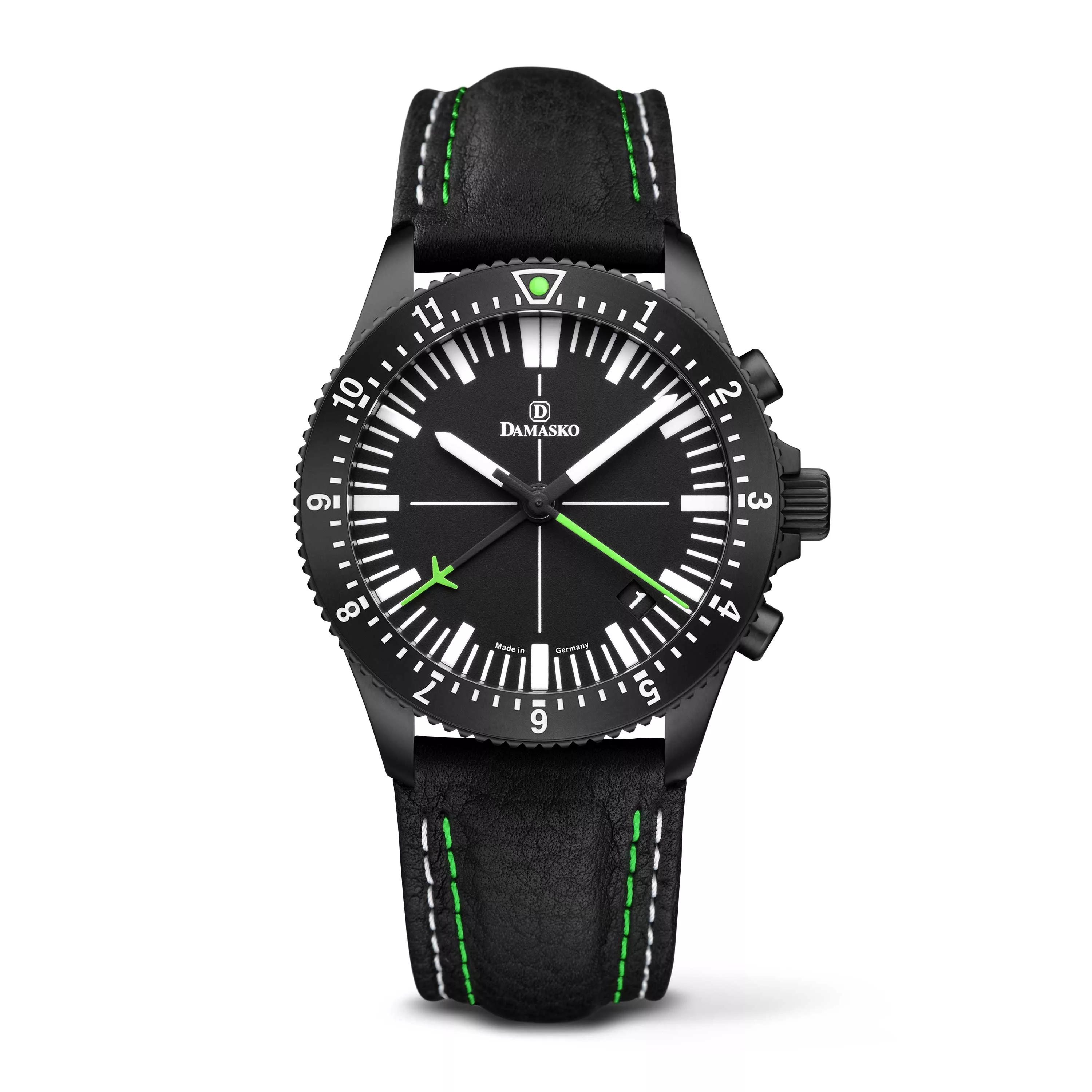 Leather (White+Green Double Stitching)
