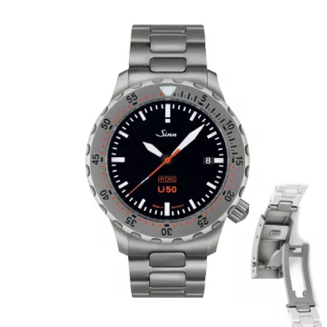 Sinn U50 HYDRO - Solid Bracelet H-link (Adjustable Clasp)