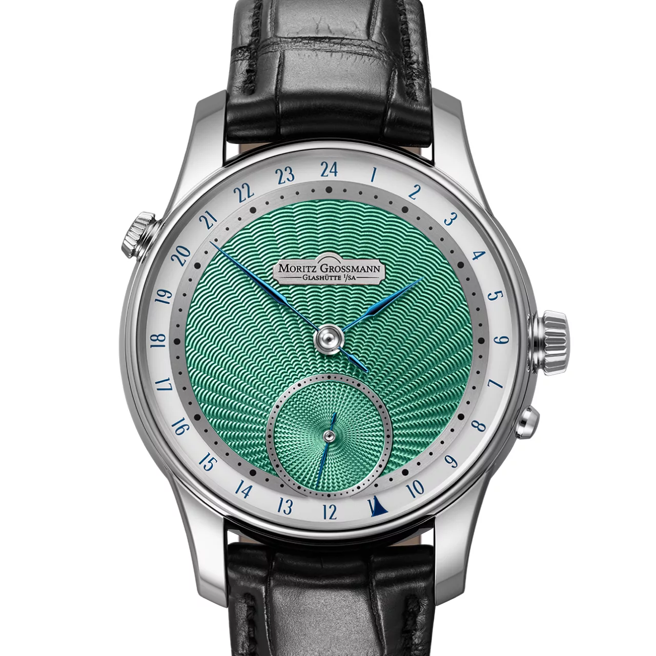 NEW: Moritz Grossmann GMT Guilloche Green captures the romance of exploration - Define Watches