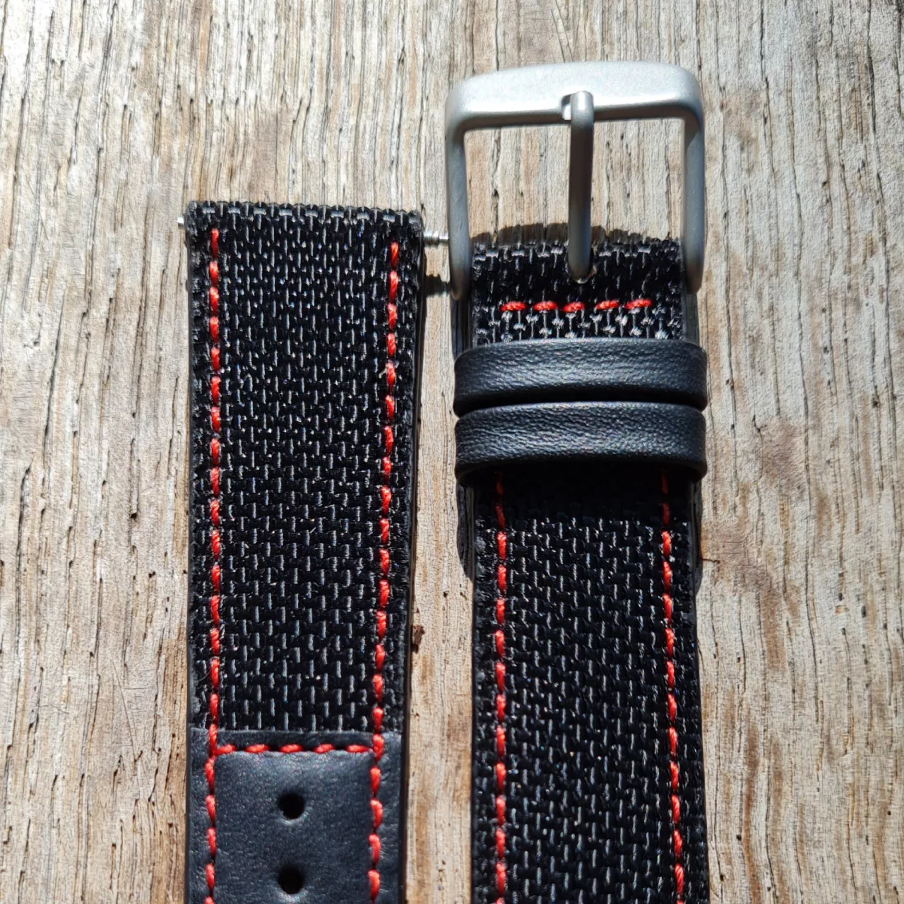 RIOS Handmade Black Cordura / leather, red stitch