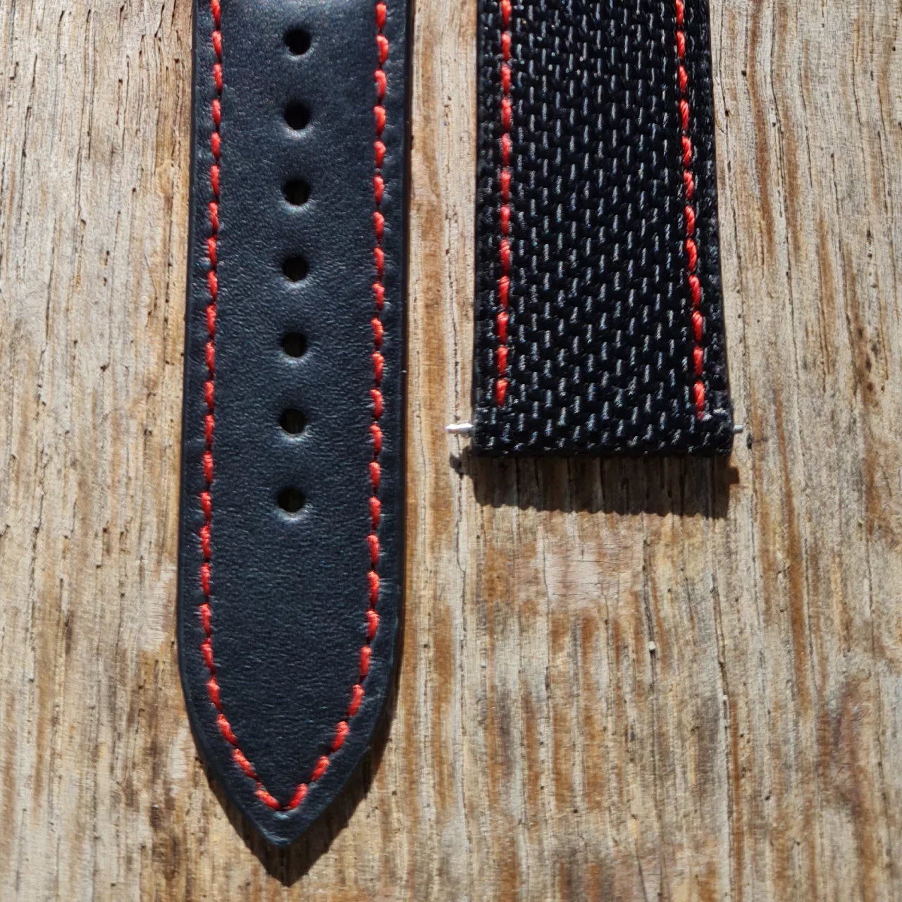 RIOS Handmade Black Cordura / leather, red stitch