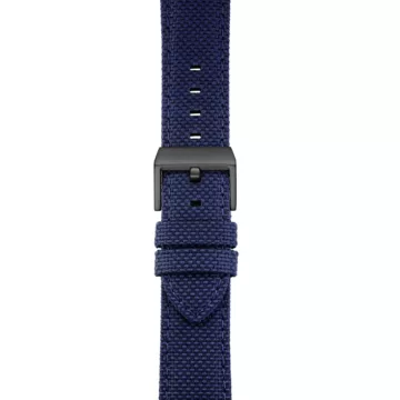 Damasko Textile Strap on black Pin Buckle - Blue