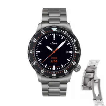 Sinn U50 HYDRO SDR Tegiment - Solid Bracelet H-Link Tegimented (Adjustable Clasp)