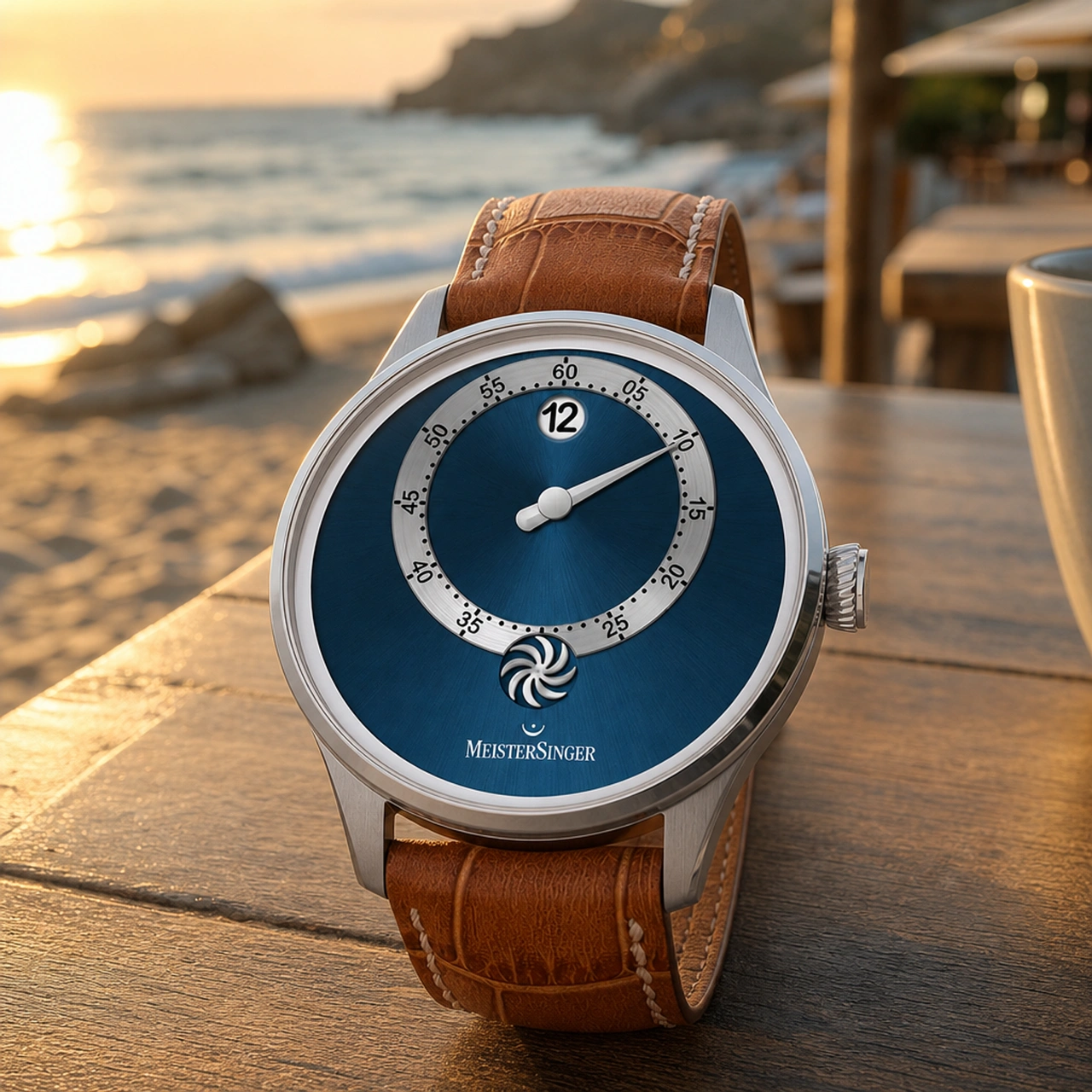 MeisterSinger Panthero Jumping Hour - Sunburst Blue (PTJH917)