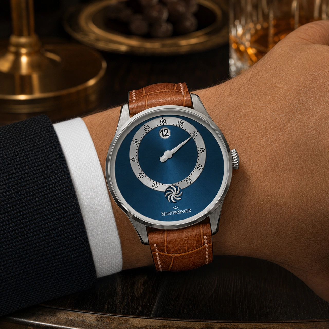 MeisterSinger Panthero Jumping Hour - Sunburst Blue (PTJH917)
