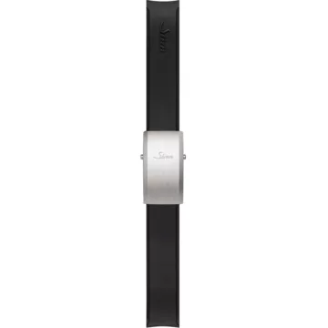 Sinn silicone strap, black, steel deployment adjustable clasp, 22mm