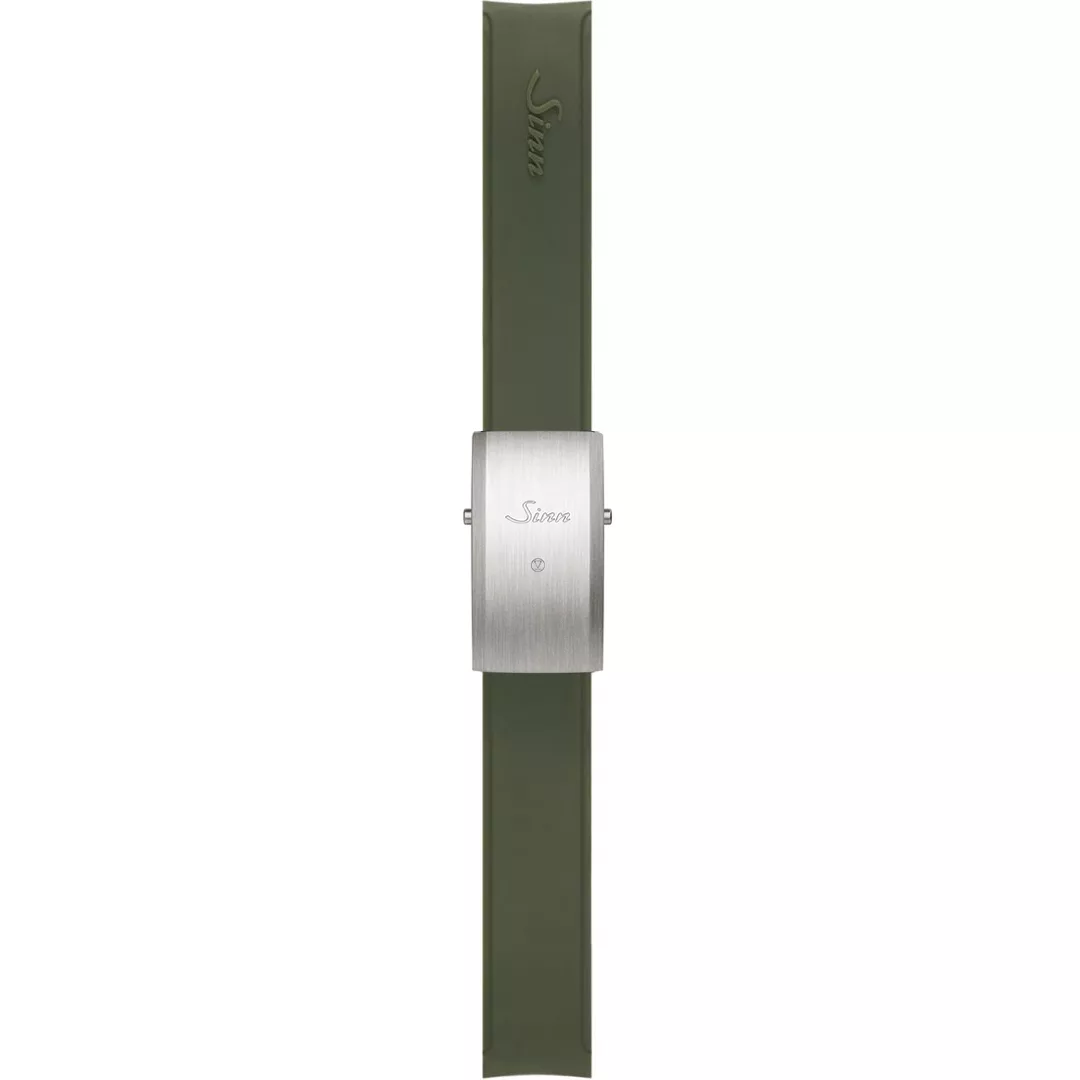 Sinn silicone strap, Green, Tegiment steel deployment adjustable clasp, 20mm