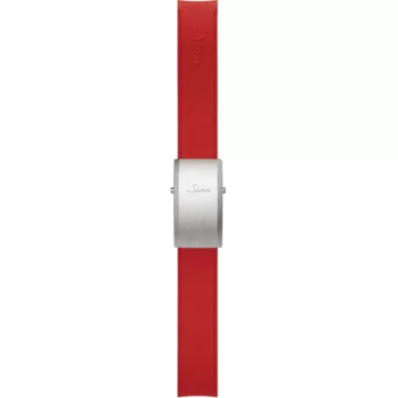 Sinn silicone strap, red, steel deployment adjustable clasp, 22mm