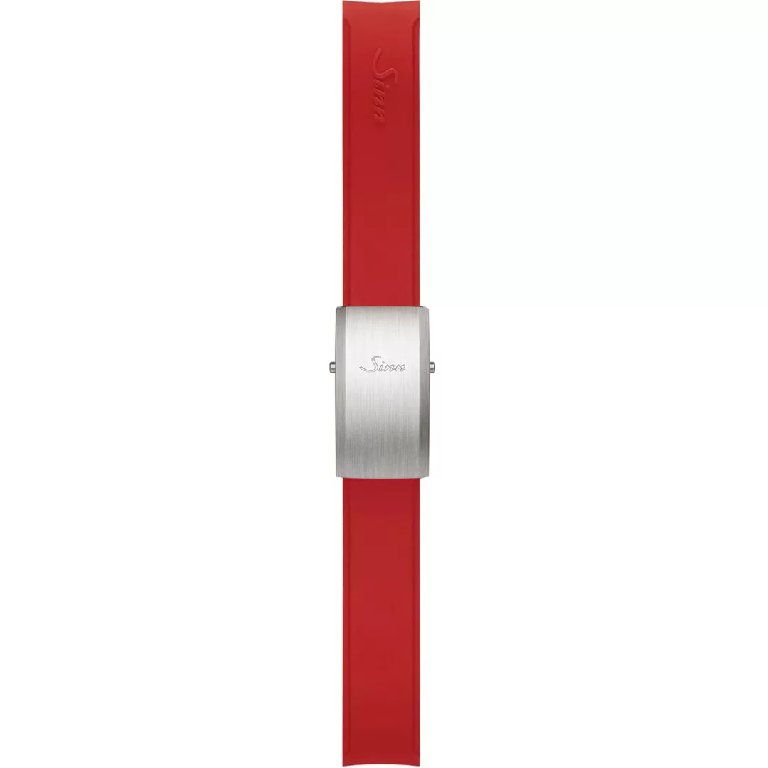 Sinn silicone strap, red, steel deployment adjustable clasp, 20mm