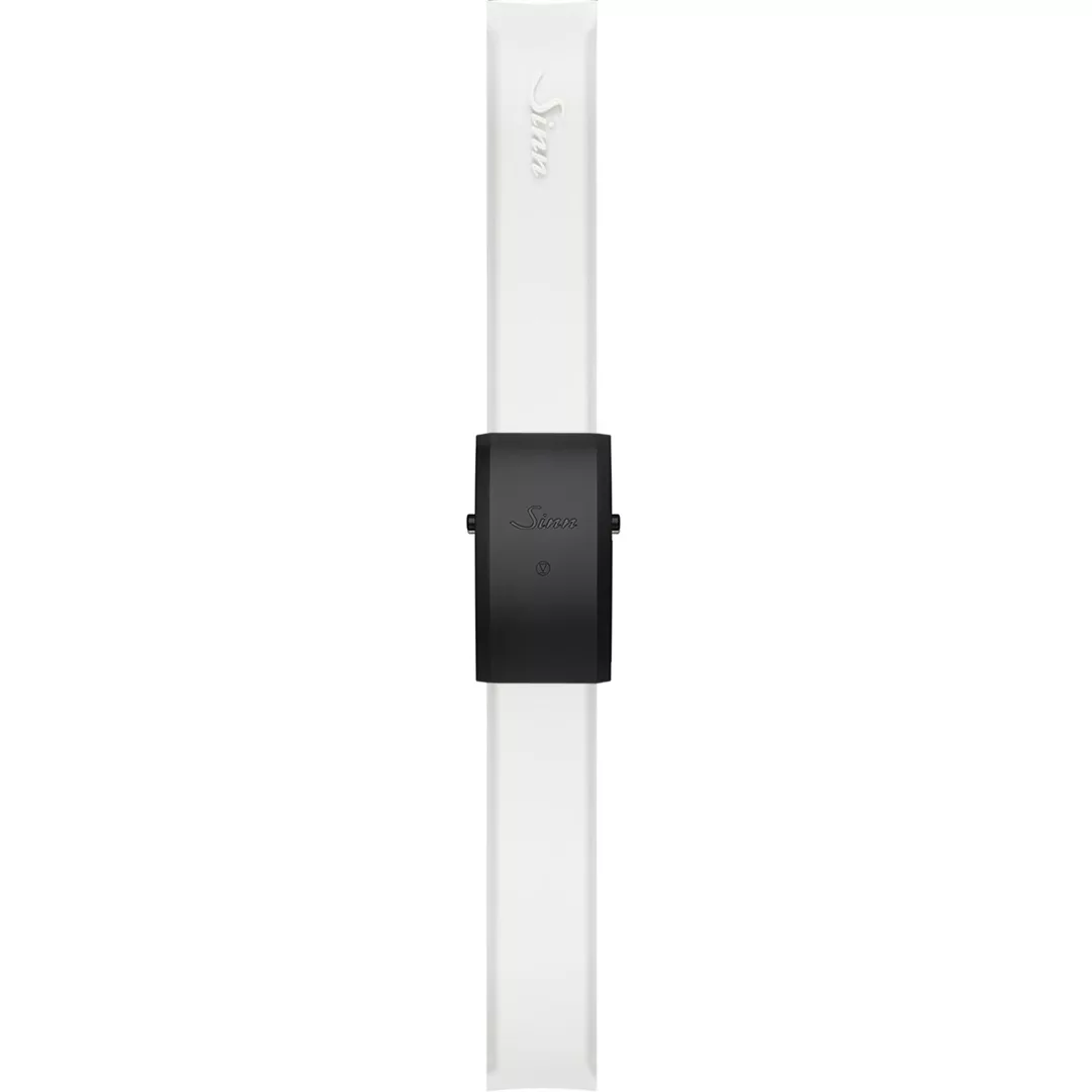 Sinn silicone strap, white, black hard coated adjustable deployment clasp, 20mm