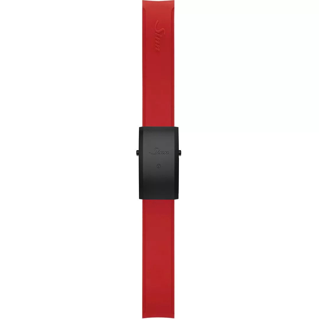 Sinn silicone strap, red, black hard coated adjustable deployment clasp, 20mm