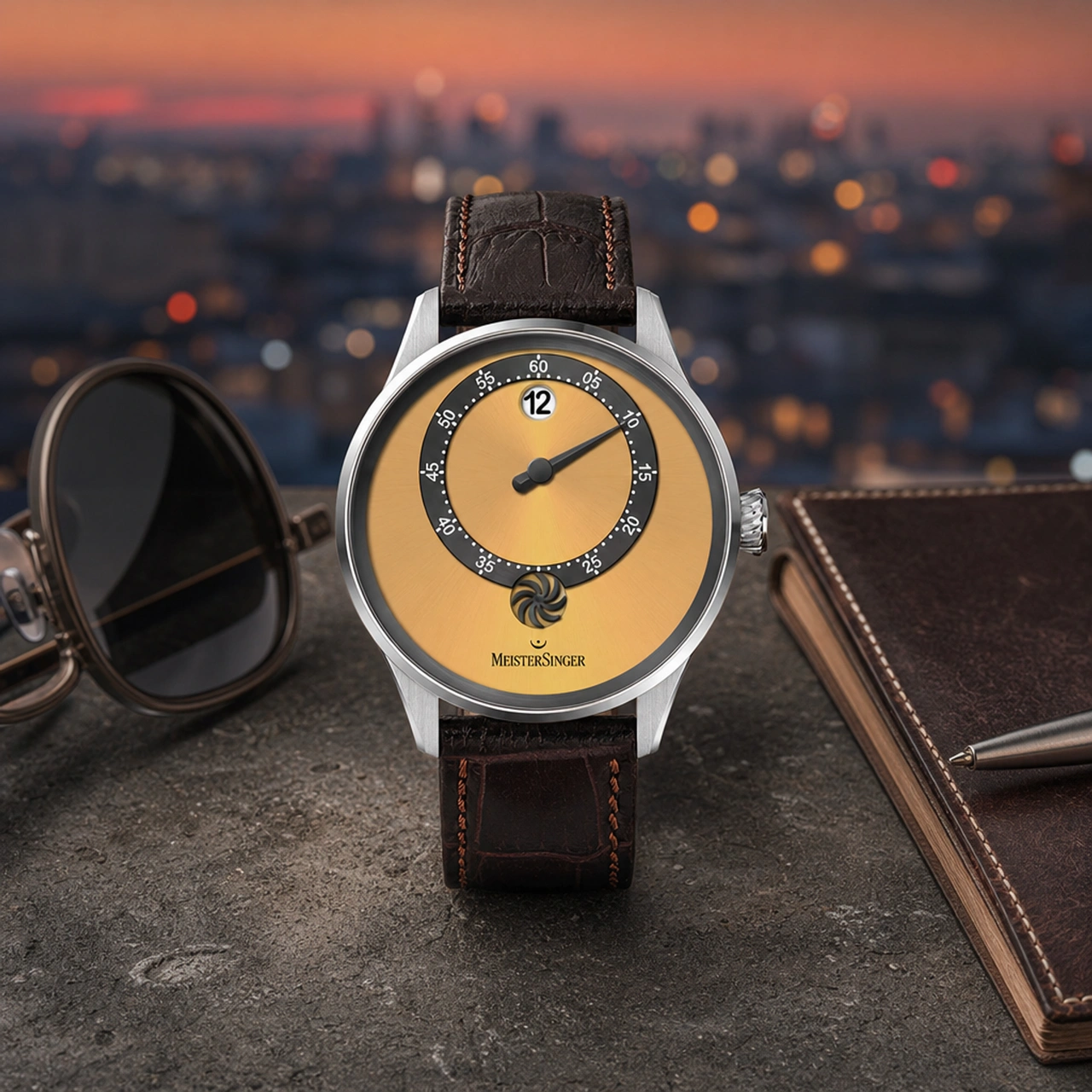 MeisterSinger Panthero Jumping Hour - Sunburst Golden Yellow (PTJH935)